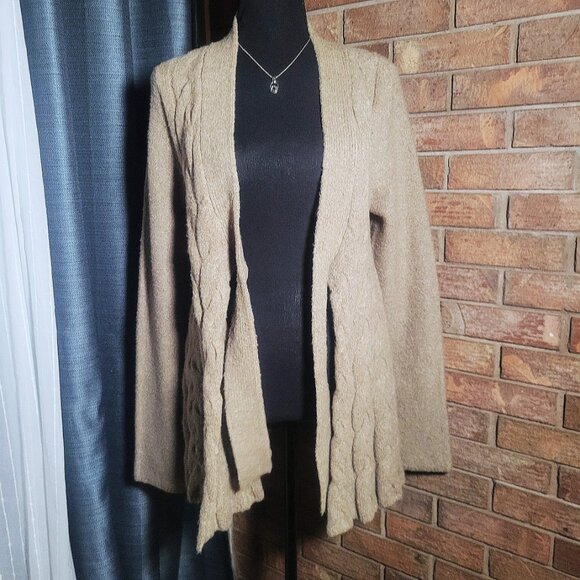 I.N.C. International Concepts Tie/Open-Front Cable Knit Lt. Taupe Cardigan - L - Picture 5 of 11